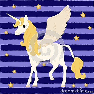 Cute magical unicorn,sweet kids graphics for t-shirts Vector Illustration