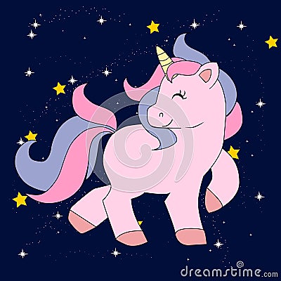 Cute magical unicorn,sweet kids graphics for t-shirts Vector Illustration