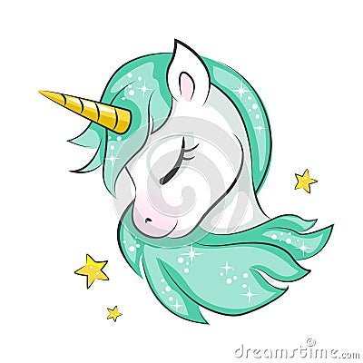 Cute little magical unicorn. Vector Illustration
