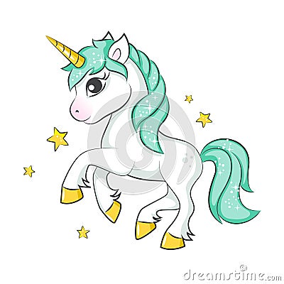 Cute magical unicorn. Vector Illustration