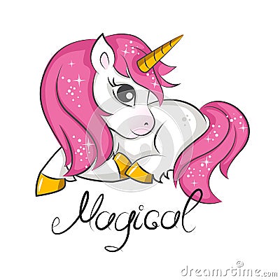 Cute little unicorn. Vector Illustration