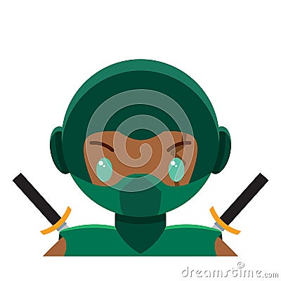 Vector cute male green ninja colorful isolated Stock Photo