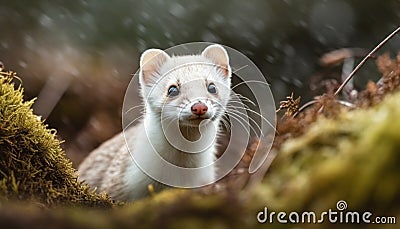 Cute mammal, small and fluffy, sitting in the green grass generated by AI Stock Photo