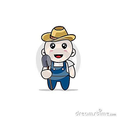 Cute mechanic character wearing breeder costume Vector Illustration