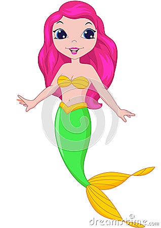 Cute mermaid cartoon Vector Illustration