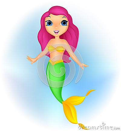 Cute mermaid cartoon Vector Illustration