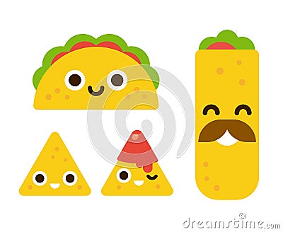Cute mexican food Vector Illustration