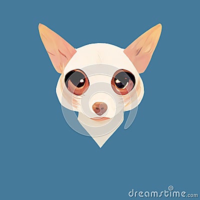 Cute miniature chihuahua head. The head of a small breed dog. Dog with erect ears. Stylized dog head. Digital Cartoon Illustration