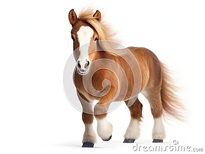 Cute miniature horse over a white background Cartoon Illustration