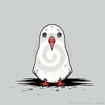 Seagull Dead Rabbit: A Cute And Minimalist Comic With Black Outlined Characters Stock Photo