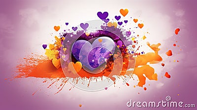 a cute modern looking love heart gift card, wallpaper style, ai generated image Stock Photo