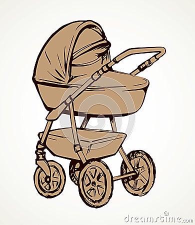 Baby carriage. Vector drawing icon Vector Illustration