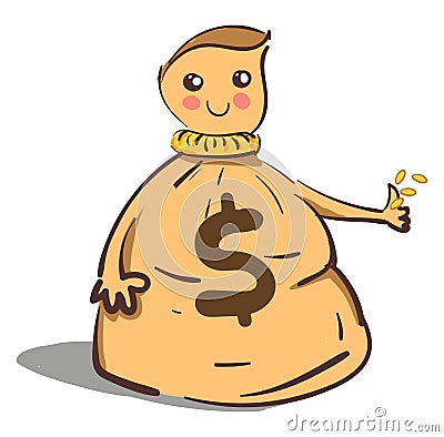 A cute money bag, vector or color illustration Vector Illustration