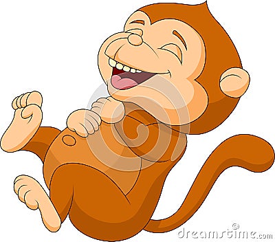 Cute monkey cartoon laughing Vector Illustration