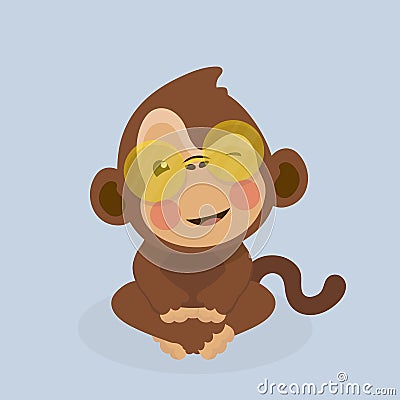 Cute monkey cartoon. Vector Illustration