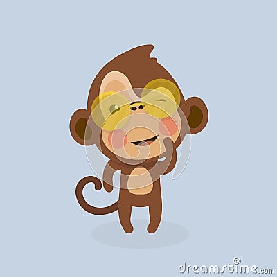 Cute monkey cartoon. Vector Illustration