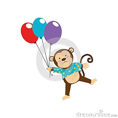 Cute monkey circus animal Vector Illustration