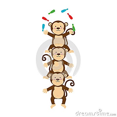 Cute monkey circus animal Vector Illustration