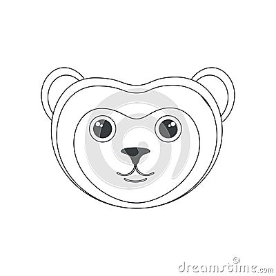 Cute monkey face, animal of jungle of simple geometric shape Vector Illustration