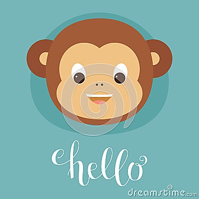 Cute monkey head Vector Illustration