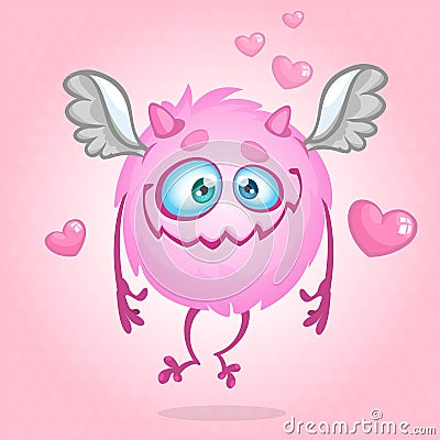 Cute monster in love. Illustration for St Valentine's Day. Vector Vector Illustration