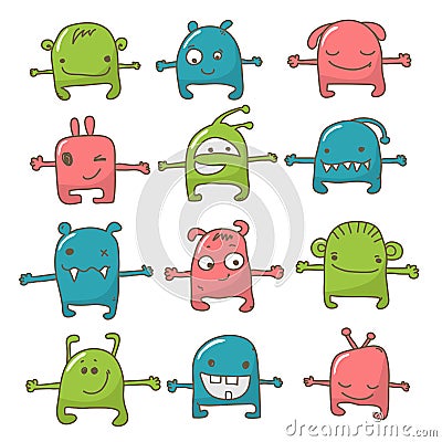 Cute monster set Vector Illustration