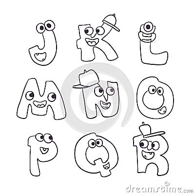 Cute monsters doodle alphabet abc Vector Illustration