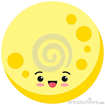 Cute moon emoji icon isolated on white background. Vector Illustration
