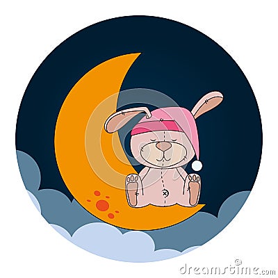 Cute moon sleeping icon Vector Illustration