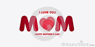 cute mothers day card with elegant glitter heart vector illustration Vector Illustration