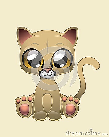 Cute Mountain Lion illustration art Vector Illustration