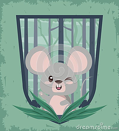 Cute mouse animal character in the forest Vector Illustration