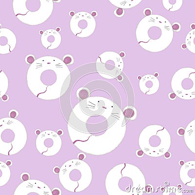Cute mouse pink pattern papers isolated on white background Stock Photo