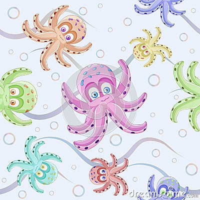 Cute octopus pattern Vector Illustration