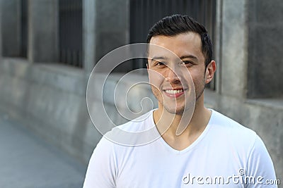 Cute multiracial male smiling with copy space Stock Photo