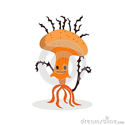 Cute mushroom. Cartoon fungus cordyceps. Mushroom spread concept Vector Illustration