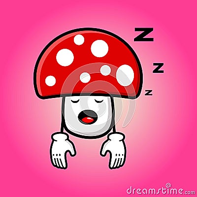 Cute mushroom cartoon mascot character Vector Illustration