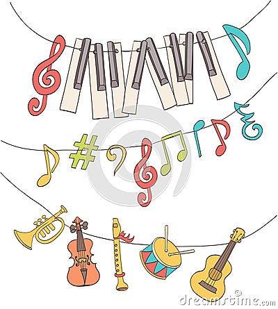 Cute musical signs Vector Illustration