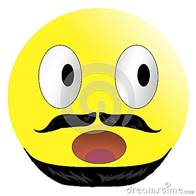 Cute muslim emoticon, emoji with mustache and beard - illustration Cartoon Illustration