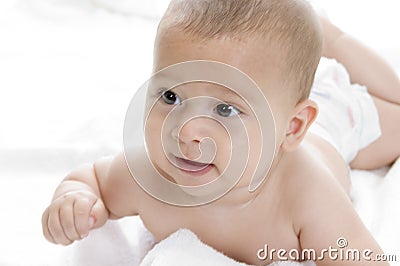 Cute newborn baby boy lying Stock Photo