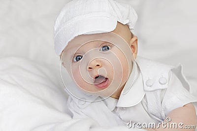 Cute newborn baby boy portrait Stock Photo