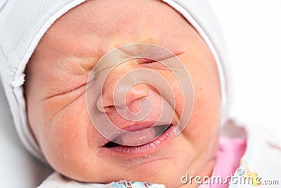 A cute newborn little baby girl sleeping. Stock Photo