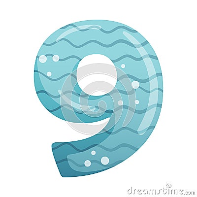 Cute nine number. 9 childish numeral for card, poster, nursery design cartoon vector illustration Vector Illustration