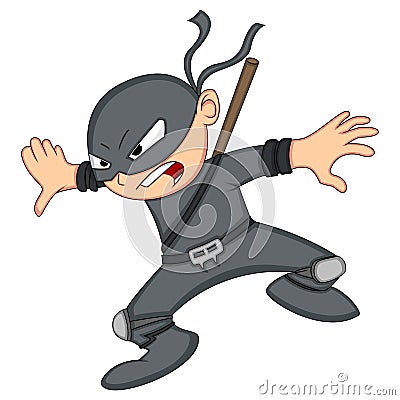 Cute Ninja Cartoon Vector Illustration