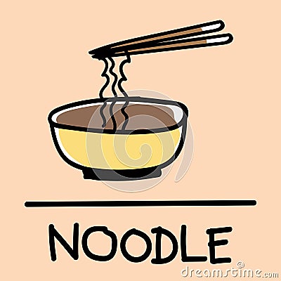 Cute noodle hand-drawn style, vector illustration. Vector Illustration