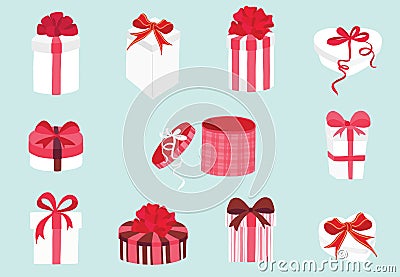 Cute object valentine collection with gift,chocolate box.Vector illustration for icon,logo,sticker,printable Vector Illustration