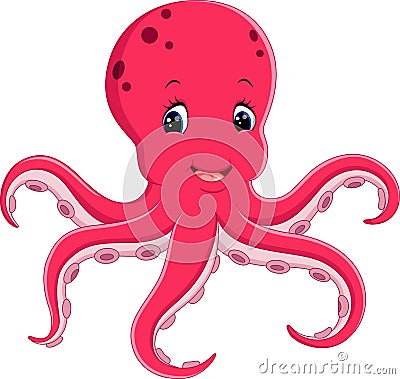 Cute octopus cartoon Vector Illustration
