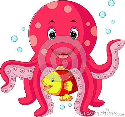 Cute octopus cartoon Vector Illustration