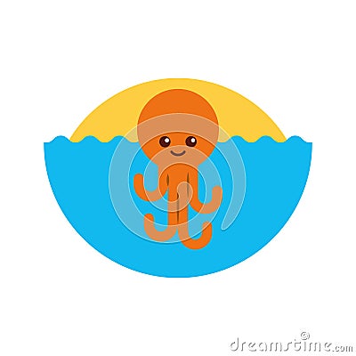 Cute octopus isolated icon Vector Illustration