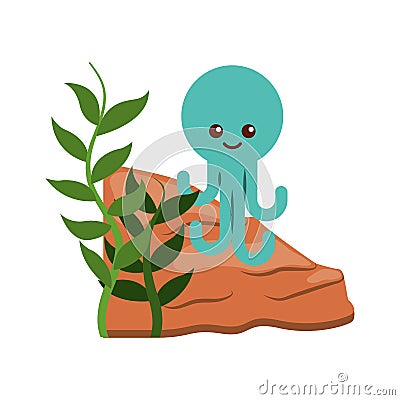 Cute octopus isolated icon Vector Illustration